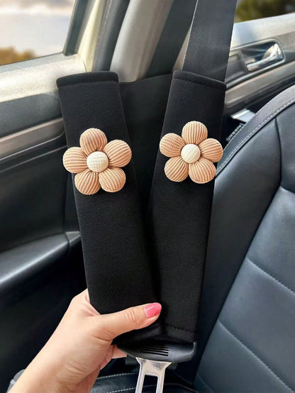 1pc/2pcs Car Seat Belt Flower Shoulder Pad, Anti-Chafing Neck Protector Sleeve, All Season Universal