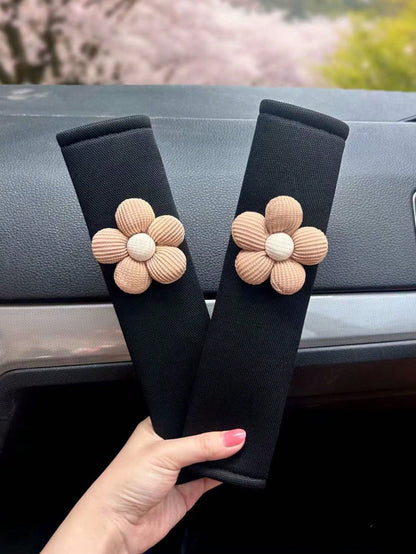 1pc/2pcs Car Seat Belt Flower Shoulder Pad, Anti-Chafing Neck Protector Sleeve, All Season Universal