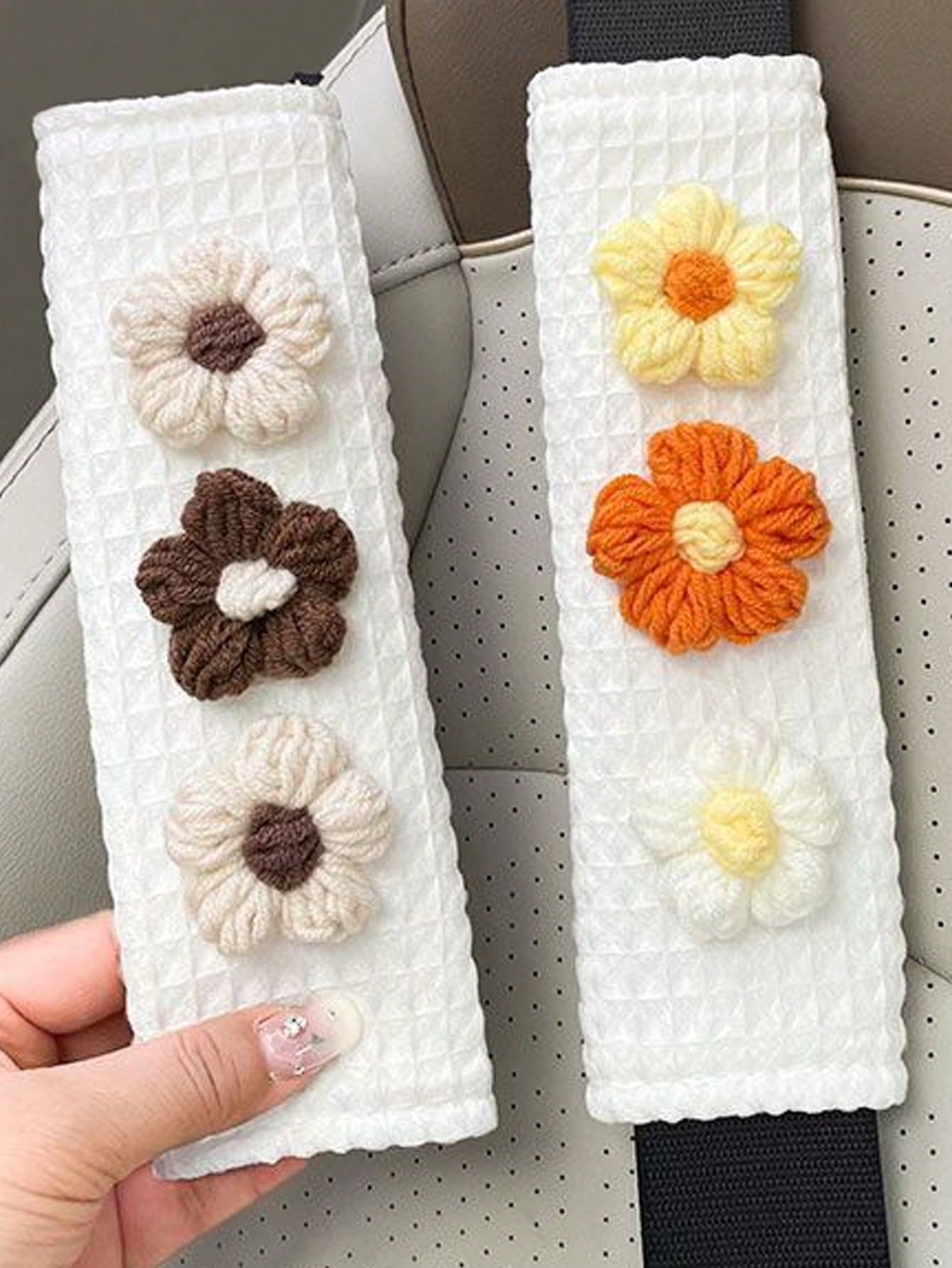 1pc/2pcs Cute Tulip Floral Car Seat Belt Covers, Elegant Seasonal Vehicle Safety Belt Shoulder Pads