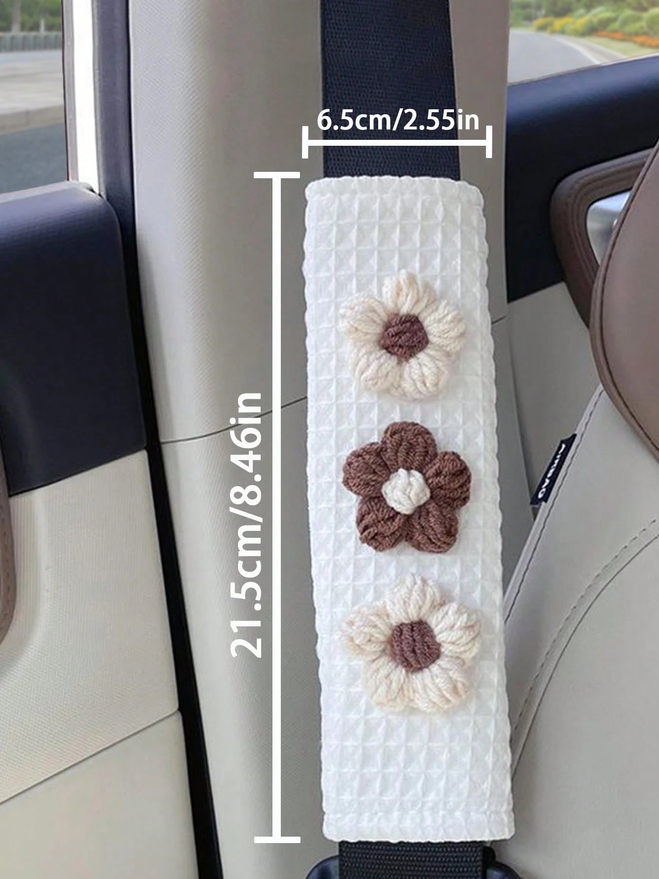 1pc/2pcs Cute Tulip Floral Car Seat Belt Covers, Elegant Seasonal Vehicle Safety Belt Shoulder Pads