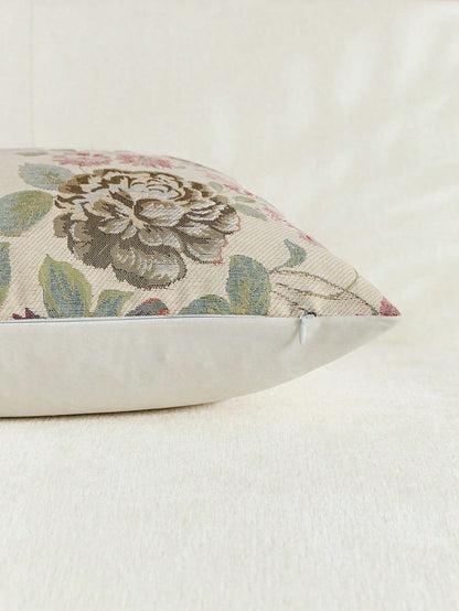 1pc/2pcs Olive Green (No Insert) Floral Pattern Cushion Cover, Fashionable Vintage Comfortable Jacquard Rose Chenille Pillowcase, Suitable For Daily Home Decor, Sofa, Bed, Bedroom, Gift, Holiday Decor