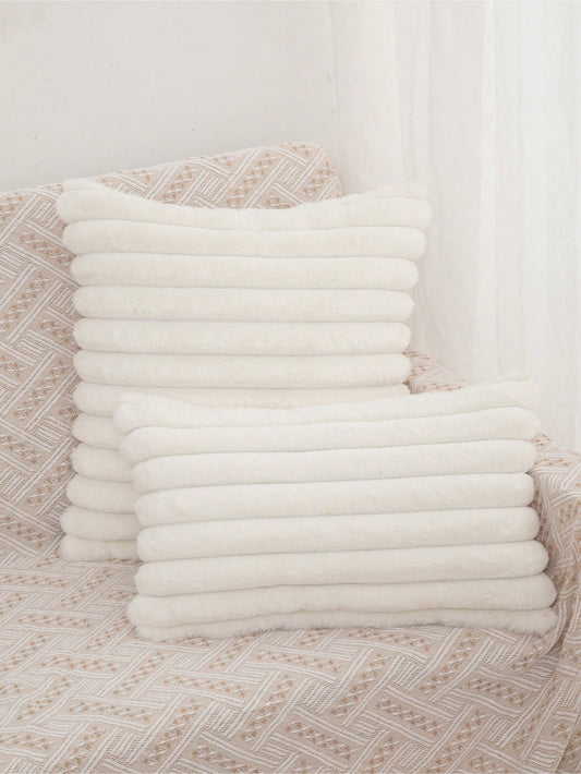 1pc/2pcs Plain Pillow Cover (Filling Not Included), Faux Fur Sofa Cushion Cover, Home Decor