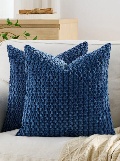 1pc/2pcs Set Semi-Circle Geometric Pattern Pillow Case, Canvas Circle Velvet Embroidery Crafted Square Cushion Cover, For Daily Use In Bedroom, Living Room, Sofa, Yard, Garden Decor, Without Core 30*5