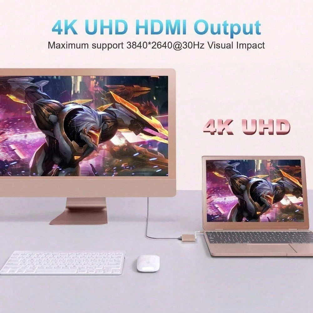 1pc 3-In-1 USB-C To HDTV Interface Card For Pro/Air And IPad Pro- Supports 4K Multi Port Audio/Video Conversion, Built-In USB 3.0, PD Power Delivery And Type-C Cable, HDTV To USB Interface Card, Mul