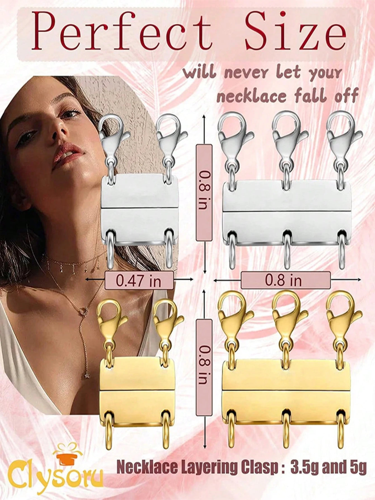 1pc 3-Layer Magnetic Gold/Silver Clasp, Necklace Extension Connector Separator