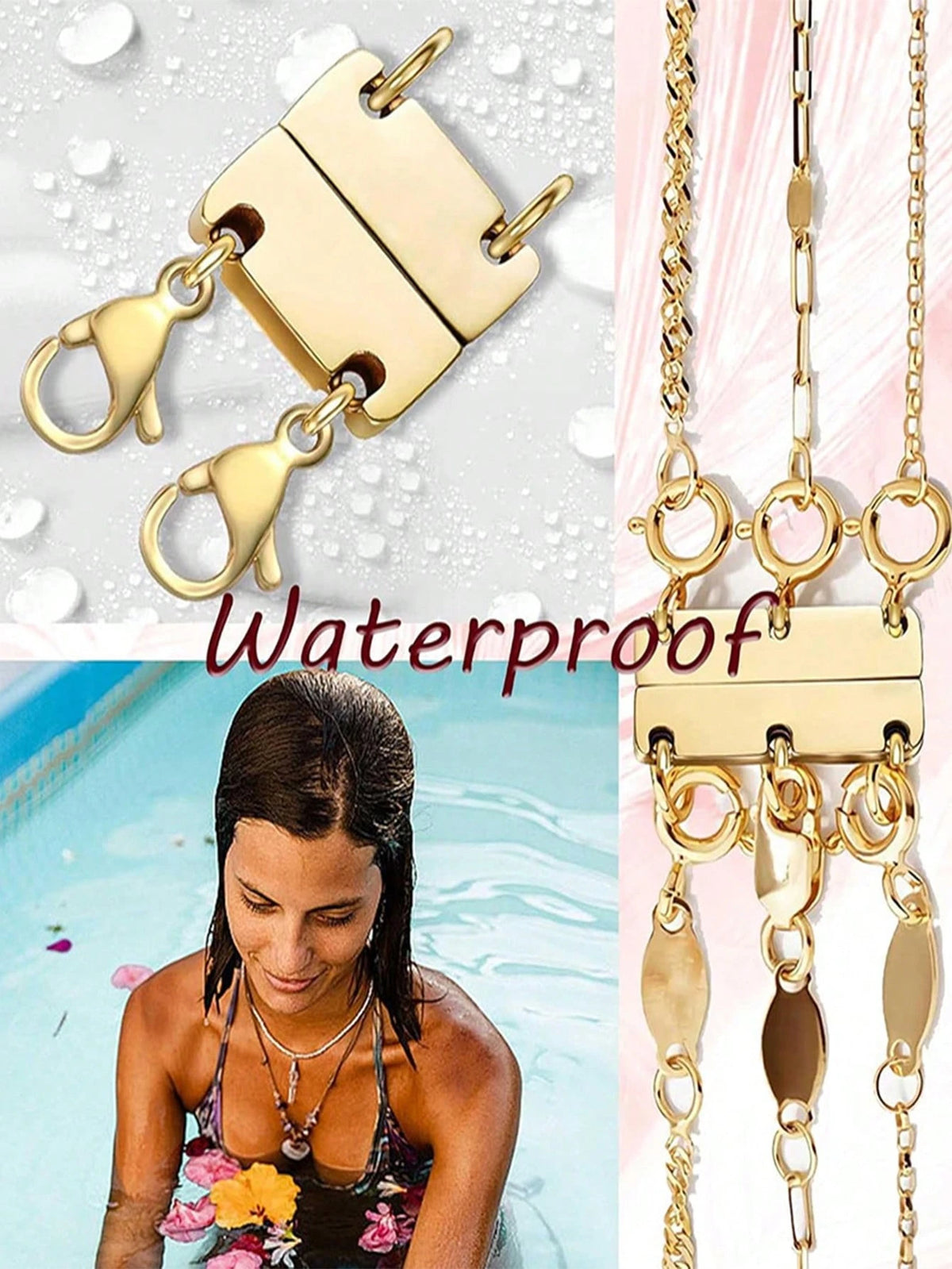 1pc 3-Layer Magnetic Gold/Silver Clasp, Necklace Extension Connector Separator