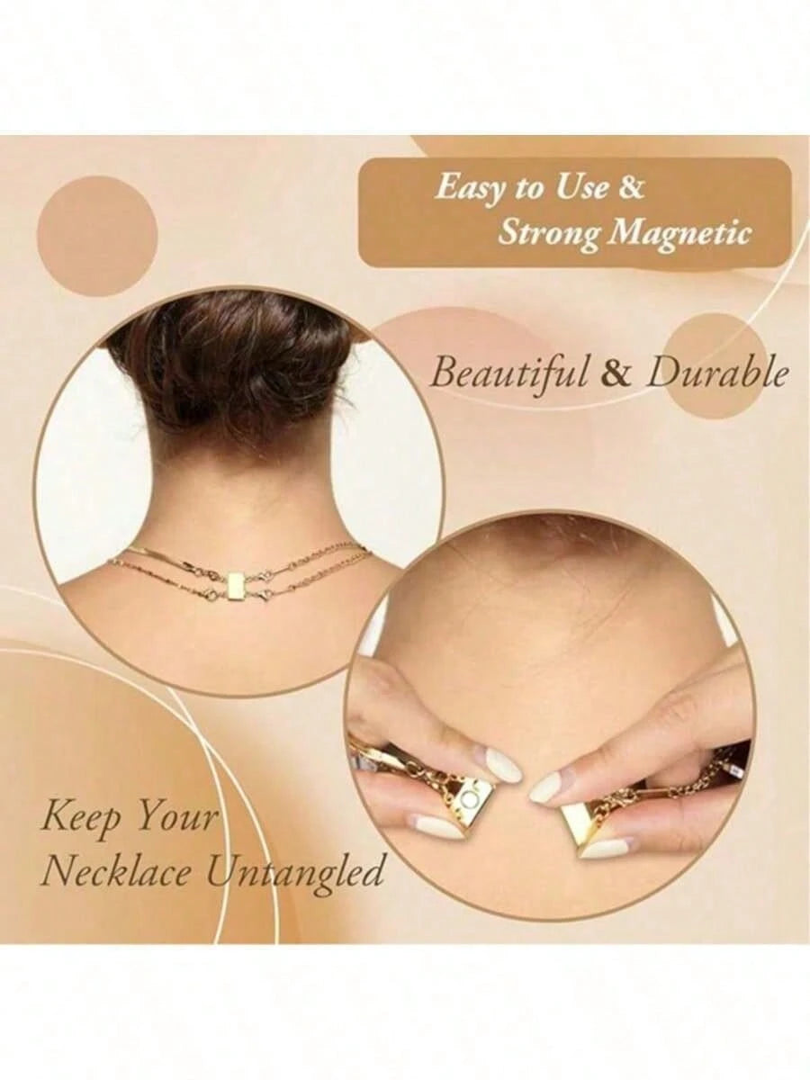 1pc 3-Layer Magnetic Gold/Silver Clasp, Necklace Extension Connector Separator