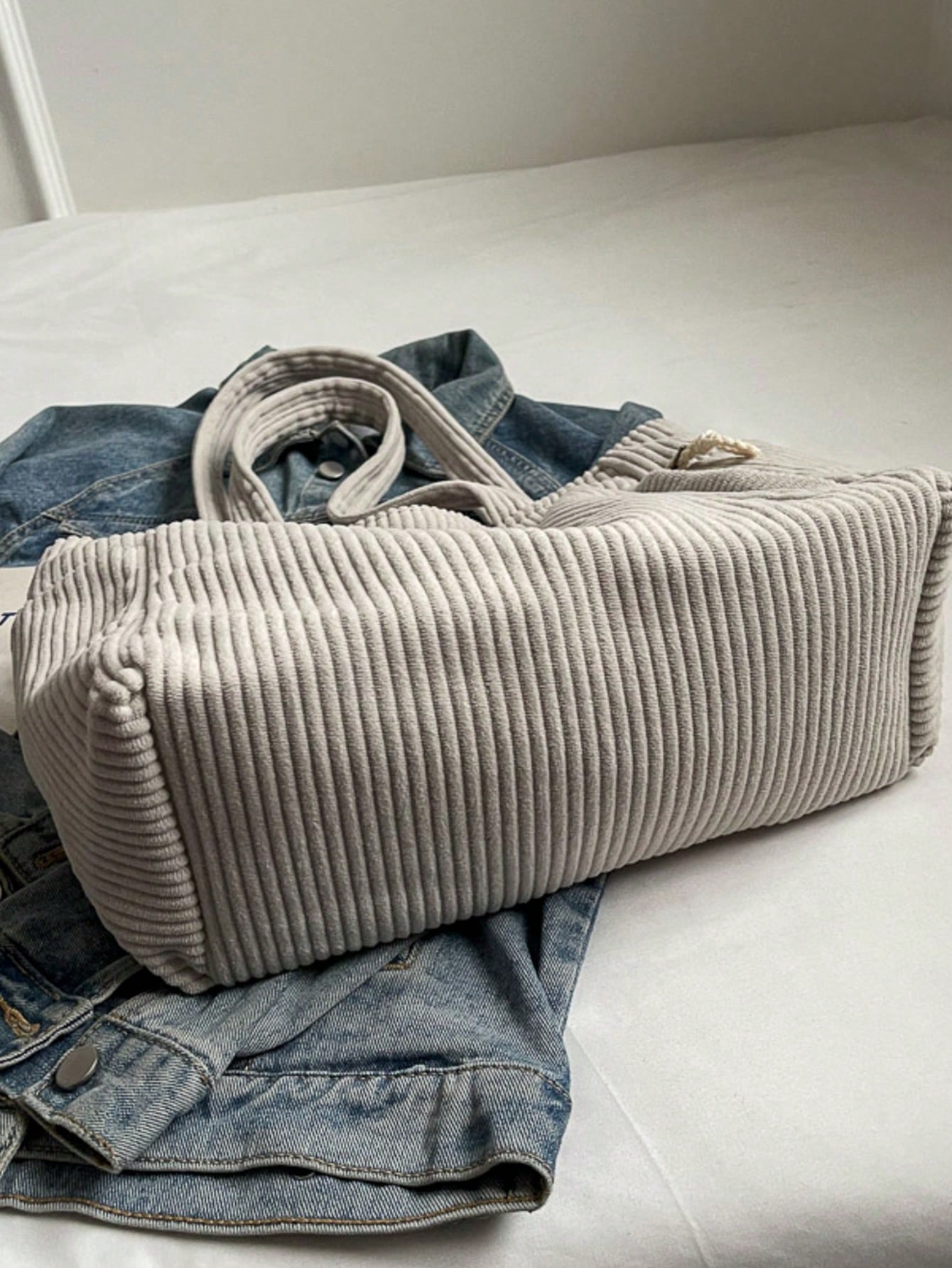 1pc, 33cm*15cm*28cm, Corduroy Solid Color Tote Bag, Large Capacity New Handbag, Shoulder Bag For Men And Women, Holiday Essential