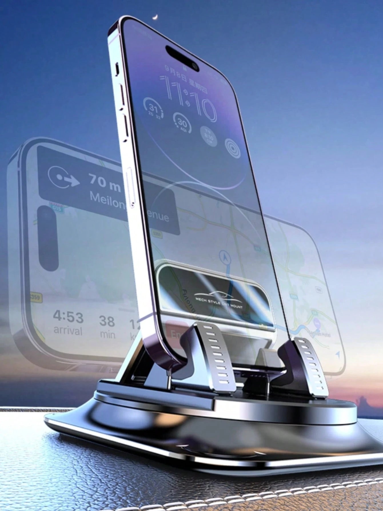 1pc 360° Rotating Dashboard Phone Holder, Nano Gel Base Enhanced Grip, Auto Lock Prevents Overheating, Car Phone Mount, Car Accessories, Car Interior Essentials, Men's/Women's Car Accessories