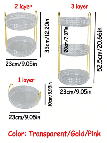 1pc 360° Rotating Makeup Organizer- DIY Adjustable Carousel Spinning Rack Cosmetics Display Rack Perfume Organiser, Spinning Bathroom Countertop Vanity Shelf, Table Decor,Ultra-Large Capacity Beauty