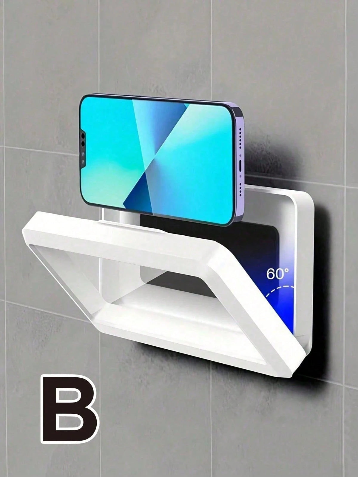 1pc 360° Rotating Touch Control Shower Phone Holder, Waterproof Anti-Fog Bathroom Phone Stand, Hole-Free Kitchen Storage Rack Bathroom Accessories