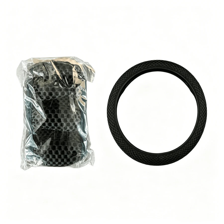 1pc 3D Breathable Mesh Elastic Particle Massage Car Steering Wheel Cover, Polyester Fiber Surface, Sponge Filling, Adjustable Elastic, Fits 14.5-15 Inch Car Interior Accessories