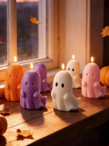 1pc 3D Ghost Pumpkin Candle Silicone Mold, Non-Stick Reusable, For Aromatherapy Candles, Plaster, Epoxy Resin And Soap Making, Suitable For Halloween Party, Autumn Home Decor Gothic Tabletop Ornament