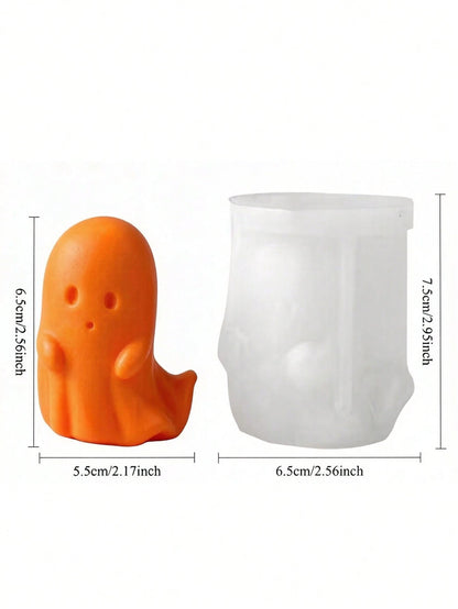 1pc 3D Ghost Pumpkin Candle Silicone Mold, Non-Stick Reusable, For Aromatherapy Candles, Plaster, Epoxy Resin And Soap Making, Suitable For Halloween Party, Autumn Home Decor Gothic Tabletop Ornament