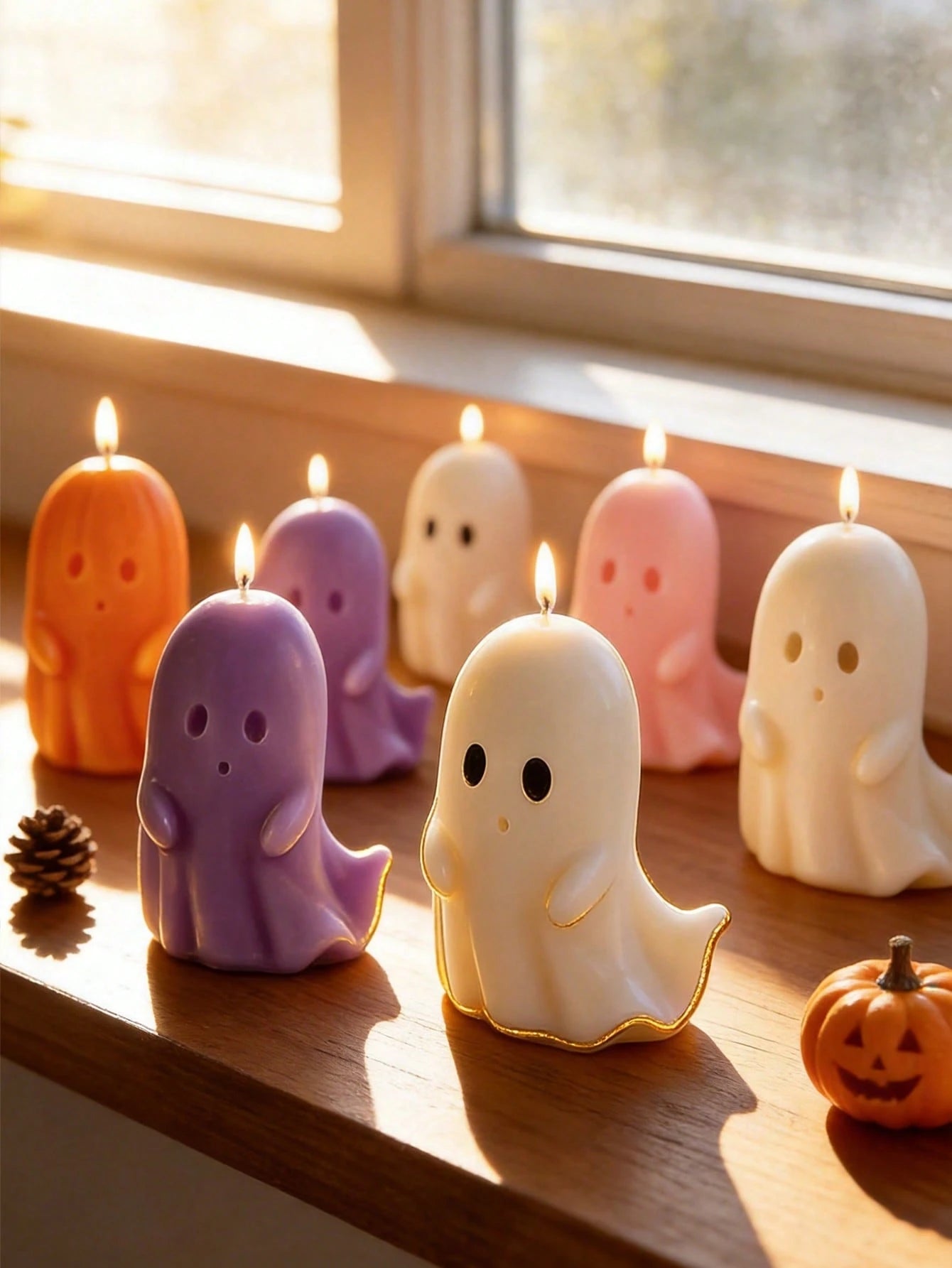 1pc 3D Ghost Pumpkin Candle Silicone Mold, Non-Stick Reusable, For Aromatherapy Candles, Plaster, Epoxy Resin And Soap Making, Suitable For Halloween Party, Autumn Home Decor Gothic Tabletop Ornament