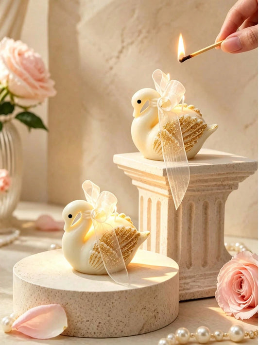 1pc/4pcs/8pcs Swan Shaped Scented Candles With Gold Powder, Handmade Cute Swan Scented Soy Wax Candles Decoration, Suitable For Desktop Photo Props And Gifts, Perfect For Meditation And Stress Relief