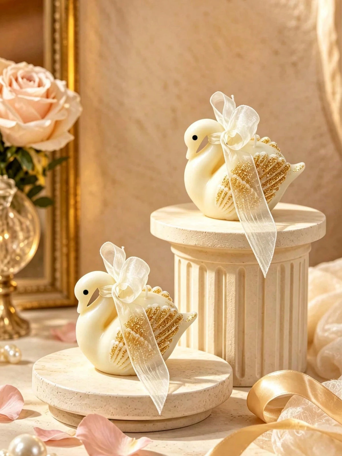 1pc/4pcs/8pcs Swan Shaped Scented Candles With Gold Powder, Handmade Cute Swan Scented Soy Wax Candles Decoration, Suitable For Desktop Photo Props And Gifts, Perfect For Meditation And Stress Relief