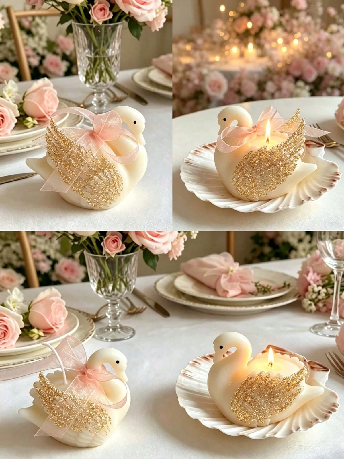 1pc/4pcs/8pcs Swan Shaped Scented Candles With Gold Powder, Handmade Cute Swan Scented Soy Wax Candles Decoration, Suitable For Desktop Photo Props And Gifts, Perfect For Meditation And Stress Relief
