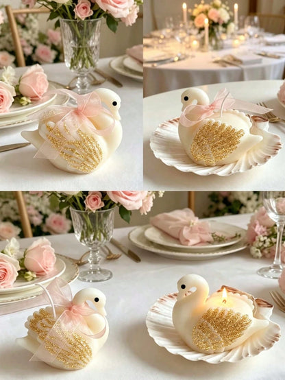 1pc/4pcs/8pcs Swan Shaped Scented Candles With Gold Powder, Handmade Cute Swan Scented Soy Wax Candles Decoration, Suitable For Desktop Photo Props And Gifts, Perfect For Meditation And Stress Relief