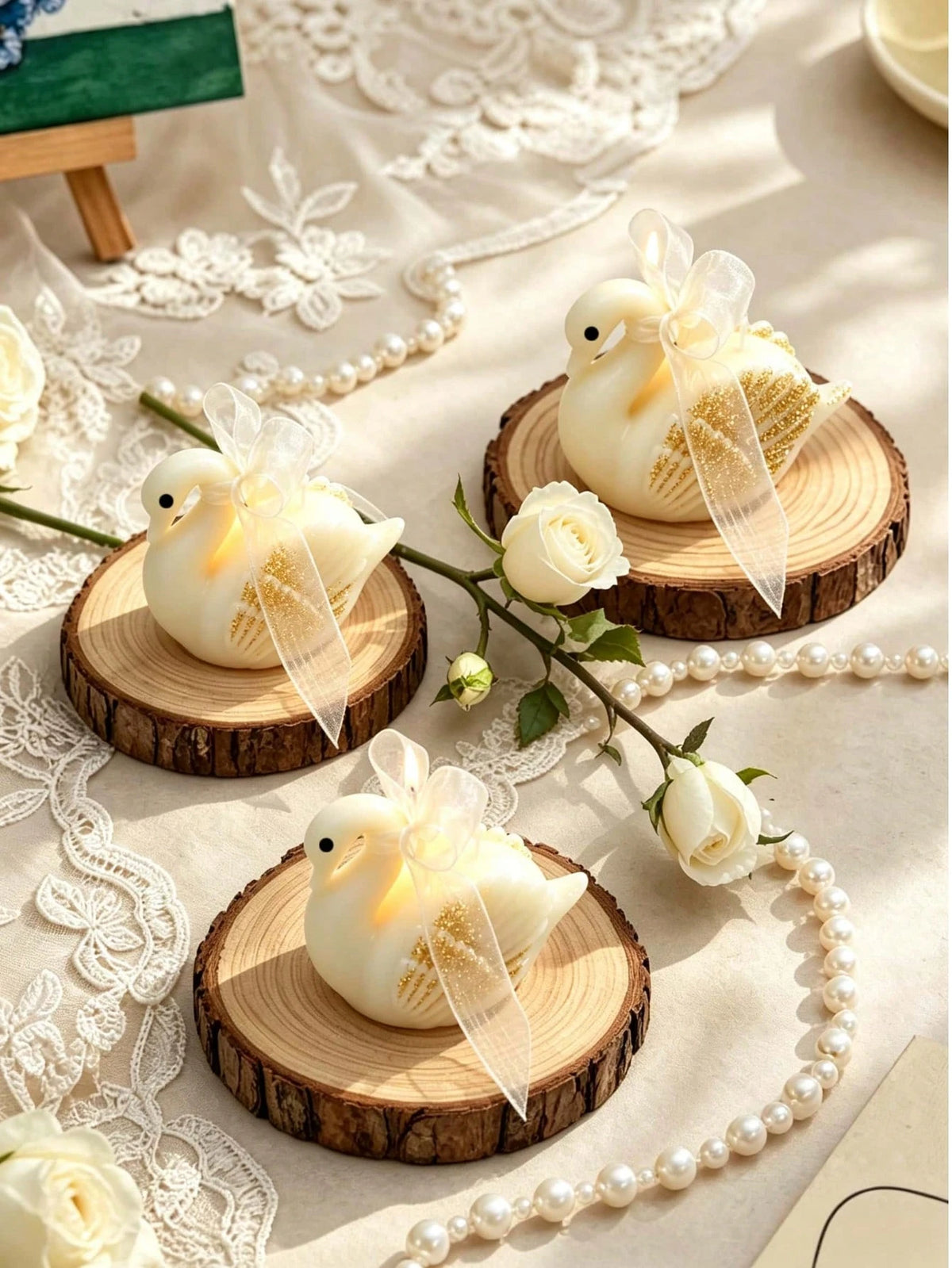 1pc/4pcs/8pcs Swan Shaped Scented Candles With Gold Powder, Handmade Cute Swan Scented Soy Wax Candles Decoration, Suitable For Desktop Photo Props And Gifts, Perfect For Meditation And Stress Relief