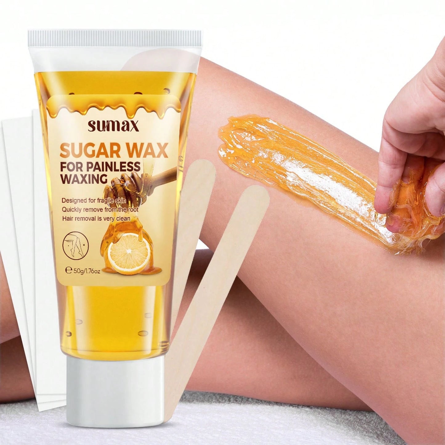 1Pc 50g Natural Lemon Hair Removal Wax Hair Loss On The Body, Armpits, Thighs, And Arms Mild And Non Irritating,Armpits,WAXING Designed For Fragile Skin,Clean And Gentle Hair Removal.