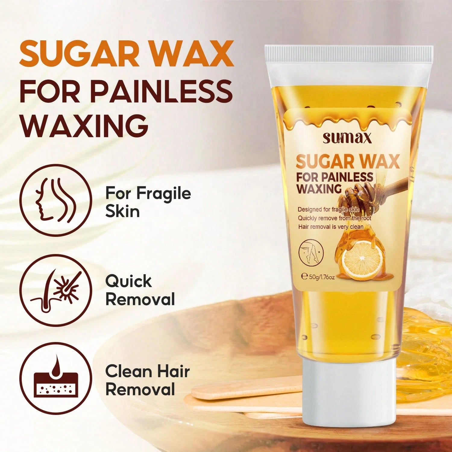 1Pc 50g Natural Lemon Hair Removal Wax Hair Loss On The Body, Armpits, Thighs, And Arms Mild And Non Irritating,Armpits,WAXING Designed For Fragile Skin,Clean And Gentle Hair Removal.
