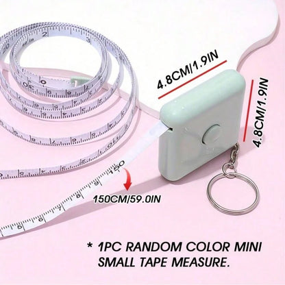 1pc 59-Inch Mini Retractable Tape Measure Keychain- Dual Scale For Body Measurement, Sewing, Crafting- Lead-Free, Non-Metallic Tape Material- Compact, Portable Design, Essential For Back To School