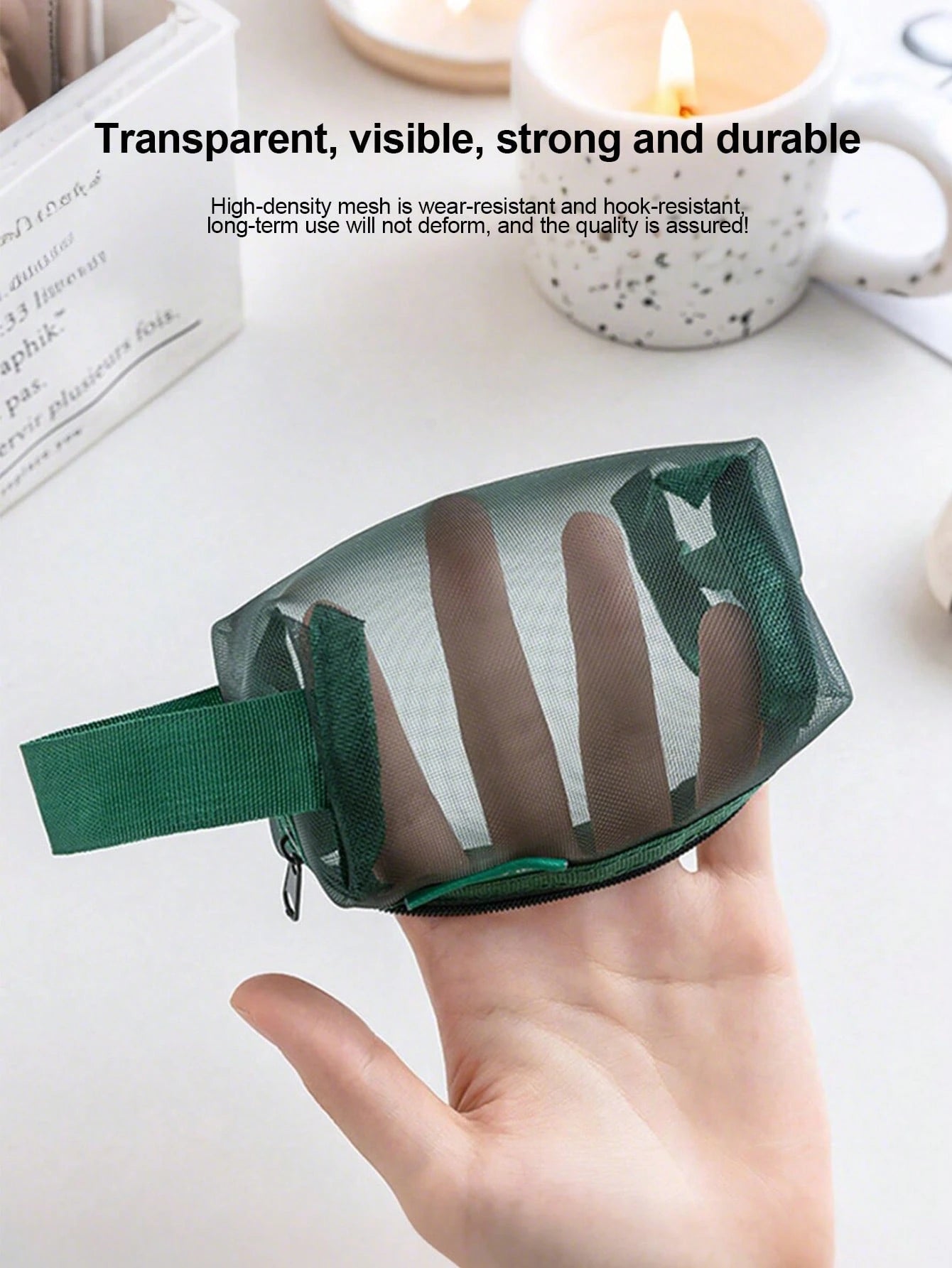 1PC/6PCS Transparent Mesh Storage Bag For Data Cable Digital Change Card Key Headphone Charging Head And Cosmetics