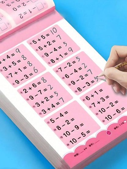 1PC 80 Pages/66 Pages Handwritten Arithmetic Practice Notebook Addition And Subtraction Math Learning Workbook (All Accessories Are Random Color And Style) Office, School, Painting, Students, Markers