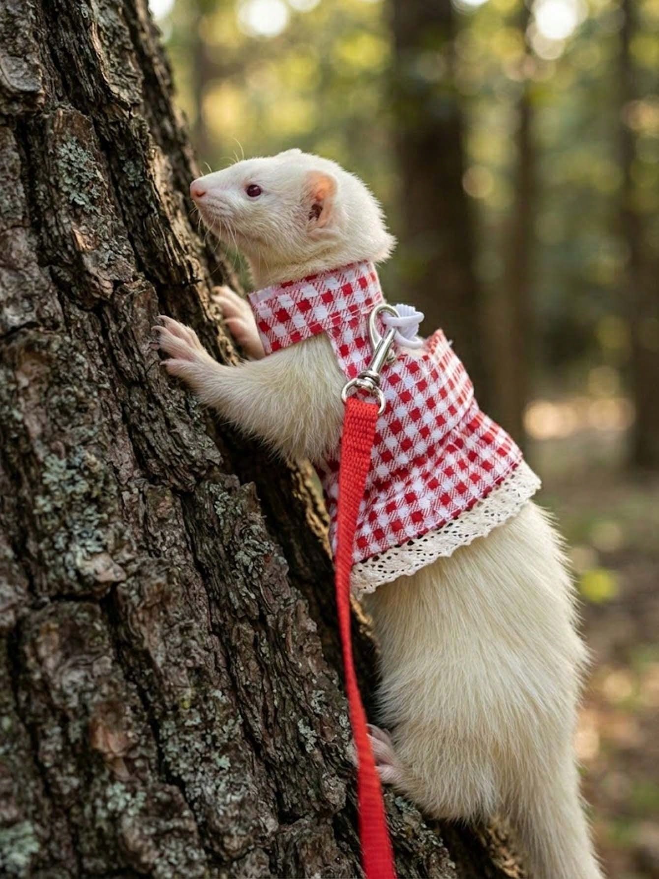 1pc Adjustable Escape-Proof Plaid Ferret Harness With Bow Decoration, Red/Blue Guinea Pig Leash Set, Connectable Leash, Suitable For Ferrets And Sugar Gliders, Outdoor Camping Use, Small Dog Carrier B