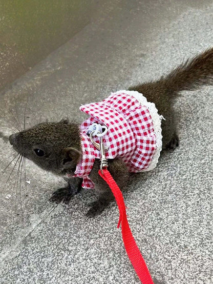 1pc Adjustable Escape-Proof Plaid Ferret Harness With Bow Decoration, Red/Blue Guinea Pig Leash Set, Connectable Leash, Suitable For Ferrets And Sugar Gliders, Outdoor Camping Use, Small Dog Carrier B