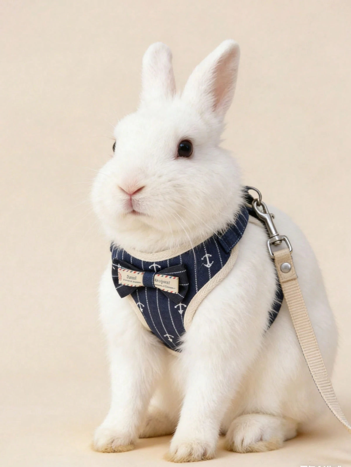 1pc Adjustable Rabbit Harness Leash, Stylish Bow Tie Rabbit Harness, Cute Anchor Pattern, Suitable For Small Pets & Rabbits, Small Animal Collar And Leash, Harness With Leash, Adjustable Leash, Dog Su