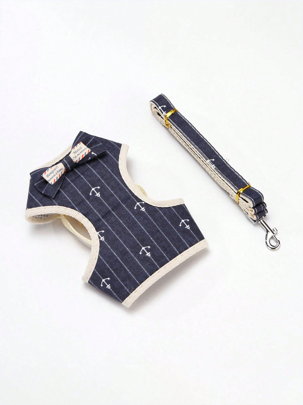 1pc Adjustable Rabbit Harness Leash, Stylish Bow Tie Rabbit Harness, Cute Anchor Pattern, Suitable For Small Pets & Rabbits, Small Animal Collar And Leash, Harness With Leash, Adjustable Leash, Dog Su
