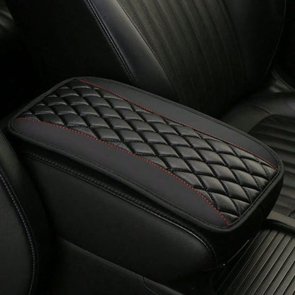 1pc All-Season Universal Car Armrest Box Cover, PU Leather Embroidered 3D Anti-Slip Center Console Armrest Cover, Universal Size Multiple Colors Available- Red- Black- Blue- Grey- Beige- Purple