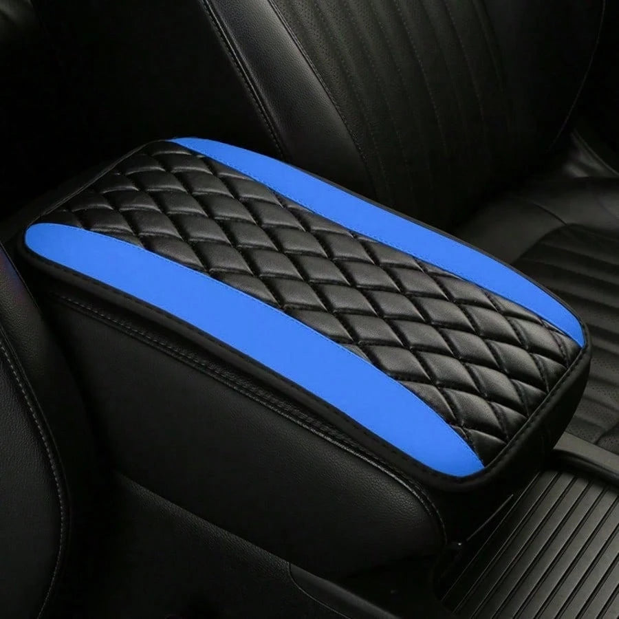 1pc All-Season Universal Car Armrest Box Cover, PU Leather Embroidered 3D Anti-Slip Center Console Armrest Cover, Universal Size Multiple Colors Available- Red- Black- Blue- Grey- Beige- Purple