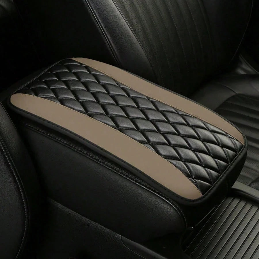 1pc All-Season Universal Car Armrest Box Cover, PU Leather Embroidered 3D Anti-Slip Center Console Armrest Cover, Universal Size Multiple Colors Available- Red- Black- Blue- Grey- Beige- Purple