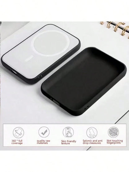 1pc Apple Magnetic Adsorption Protective Case. This Apple Power Bank Protective Case Is Made Of Soft TPU Material With A Matte And Fine Texture, Providing Shock And Drop Protection. You Can Also Stick