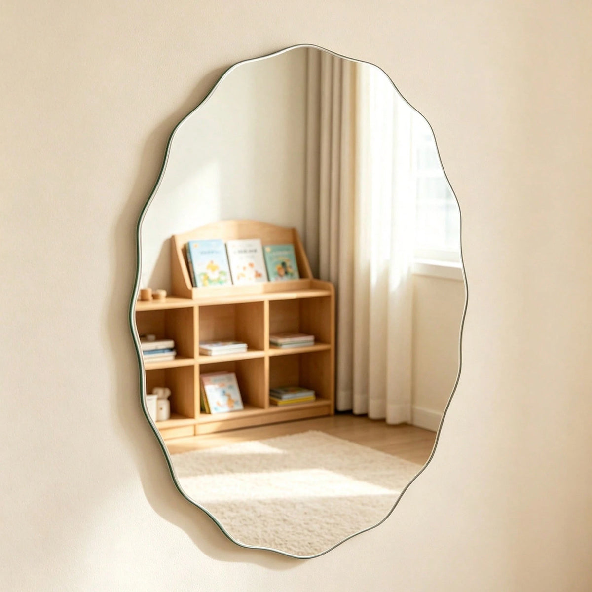 1PC Asymmetrical Wavy Decorative Mirror-Home Decor For The Living Room And Other Rooms; Modern Asymmetrical Artistic Decorative Mirror