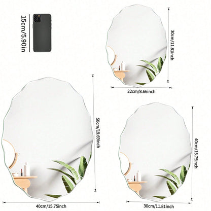 1PC Asymmetrical Wavy Decorative Mirror-Home Decor For The Living Room And Other Rooms; Modern Asymmetrical Artistic Decorative Mirror