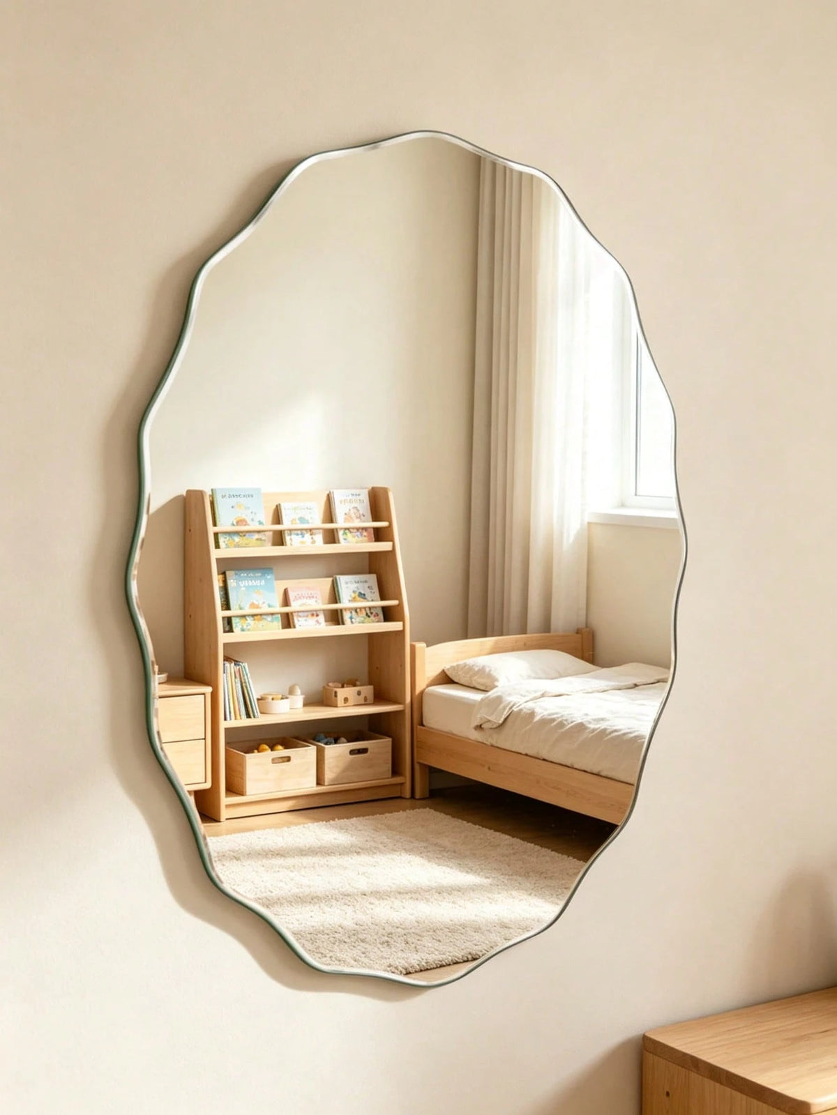 1PC Asymmetrical Wavy Decorative Mirror-Home Decor For The Living Room And Other Rooms; Modern Asymmetrical Artistic Decorative Mirror