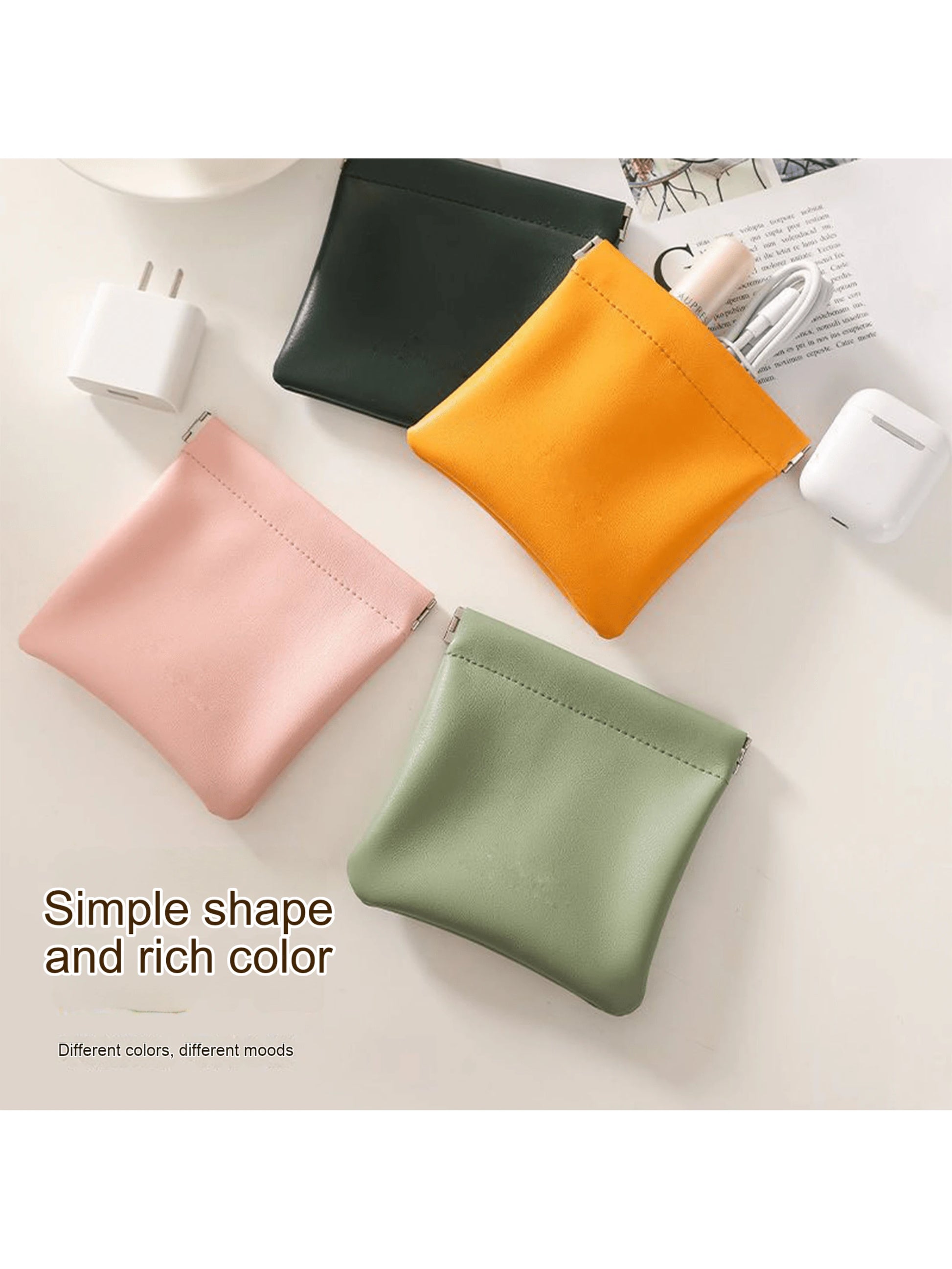 1pc Automatic Closing Clip Cosmetic Bag, Portable Mini Lipstick Bag, Small Makeup Bag, Charger & Earphone Organizer, Travel, Makeup Bags, Cosmetic Bag, Makeup Organiser, Makeup Pouch, Bag, Vanity, Mak