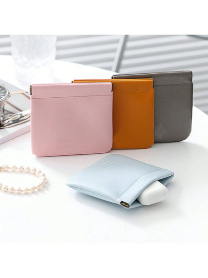 1pc Automatic Closing Clip Cosmetic Bag, Portable Mini Lipstick Bag, Small Makeup Bag, Charger & Earphone Organizer, Travel, Makeup Bags, Cosmetic Bag, Makeup Organiser, Makeup Pouch, Bag, Vanity, Mak