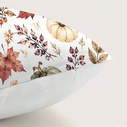 1pc Autumn Watercolor Pumpkin & Maple Leaf Cushion Cover, Single-Sided Printed Skin-Friendly Peach Skin Velvet Material, 45*45CM Pillowcase Suitable For Home Room Bedroom Living Room Sofa Decoration