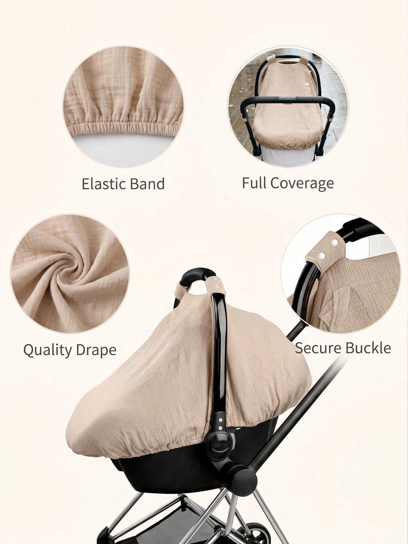 1pc Baby Car Seat Cover, Unisex Car Seat Sunshade With Ventilation Window, Lightweight Infant Car Seat Protector, Universal Blue Dust Cover, Full Muslin Protective Cover, Wind Net, Suitable For Stroll