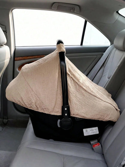 1pc Baby Car Seat Cover, Unisex Car Seat Sunshade With Ventilation Window, Lightweight Infant Car Seat Protector, Universal Blue Dust Cover, Full Muslin Protective Cover, Wind Net, Suitable For Stroll