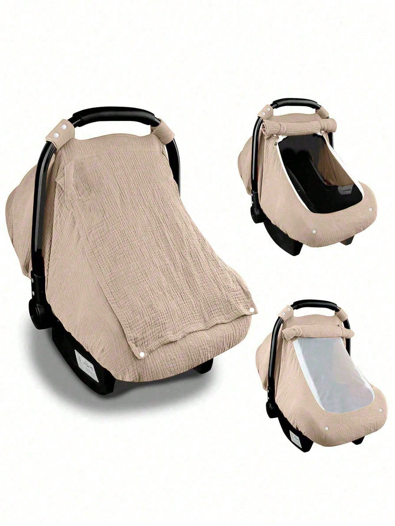 1pc Baby Car Seat Cover, Unisex Car Seat Sunshade With Ventilation Window, Lightweight Infant Car Seat Protector, Universal Blue Dust Cover, Full Muslin Protective Cover, Wind Net, Suitable For Stroll