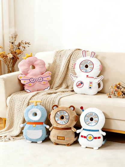 1pc Baby Head Protector Cushion, Head Protection Backpack, Anti-Fall Head Pad, Adjustable Baby Head Protection Pad, Soft & Comfortable, Cute Cartoon Design, Suitable For Baby Walking And Crawling