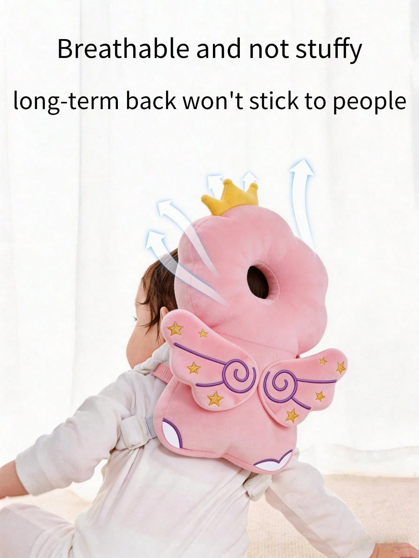 1pc Baby Head Protector Cushion, Head Protection Backpack, Anti-Fall Head Pad, Adjustable Baby Head Protection Pad, Soft & Comfortable, Cute Cartoon Design, Suitable For Baby Walking And Crawling