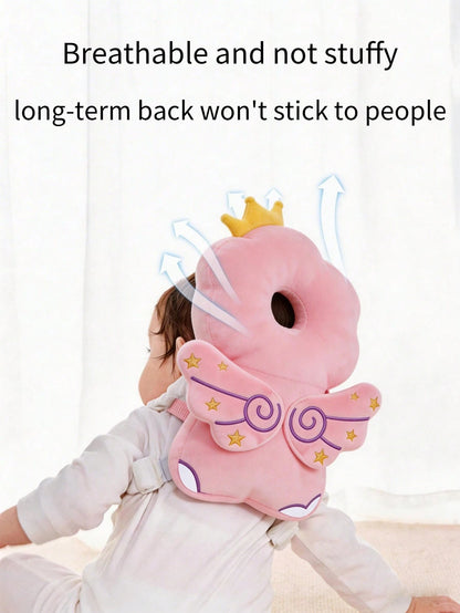 1pc Baby Head Protector Cushion, Head Protection Backpack, Anti-Fall Head Pad, Adjustable Baby Head Protection Pad, Soft & Comfortable, Cute Cartoon Design, Suitable For Baby Walking And Crawling