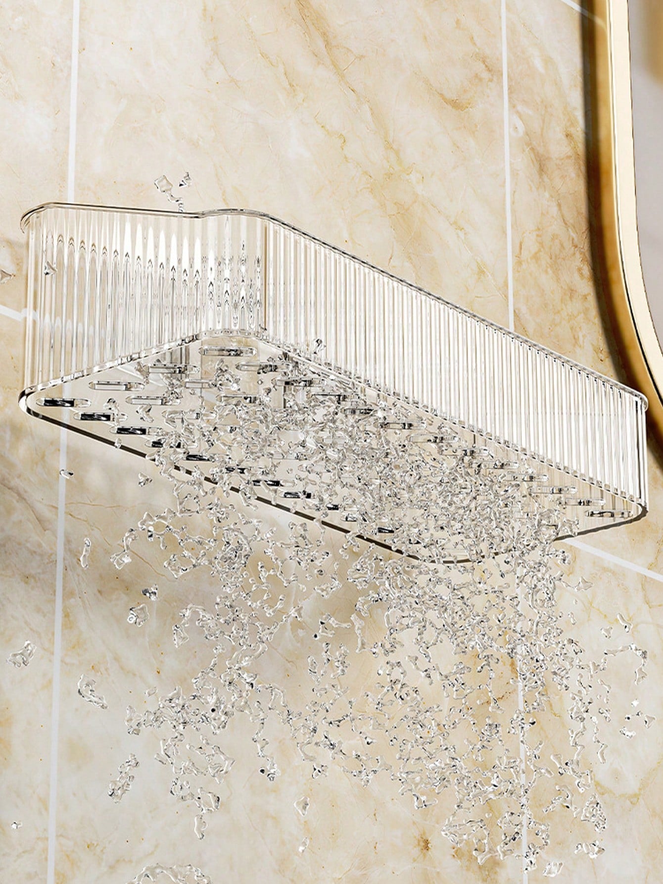 1pc Bathroom Storage Rack, Shower Caddy, Punch-Free, Wall-Mounted, Water Drainage And Moisture-Proof, Hanging Heightened Toiletries Organizer Home Bathroom Decor Fall Decor Back To School